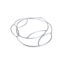 Kette pisces silbern Kette geknüpft aus 15 Viertel-Kreisbögen aus eloxiertem 4mm Aluminiumrohr, silberfarben, lang oder doppelt zu tragen