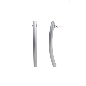 Long ear studs bent 4mm thick anodized aluminum tube with sterling silver pin