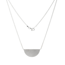 Semicircular pendant made of delicate silver on a fine silver chain with