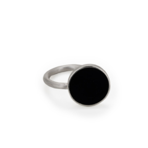 Plain silver ring with onyx.